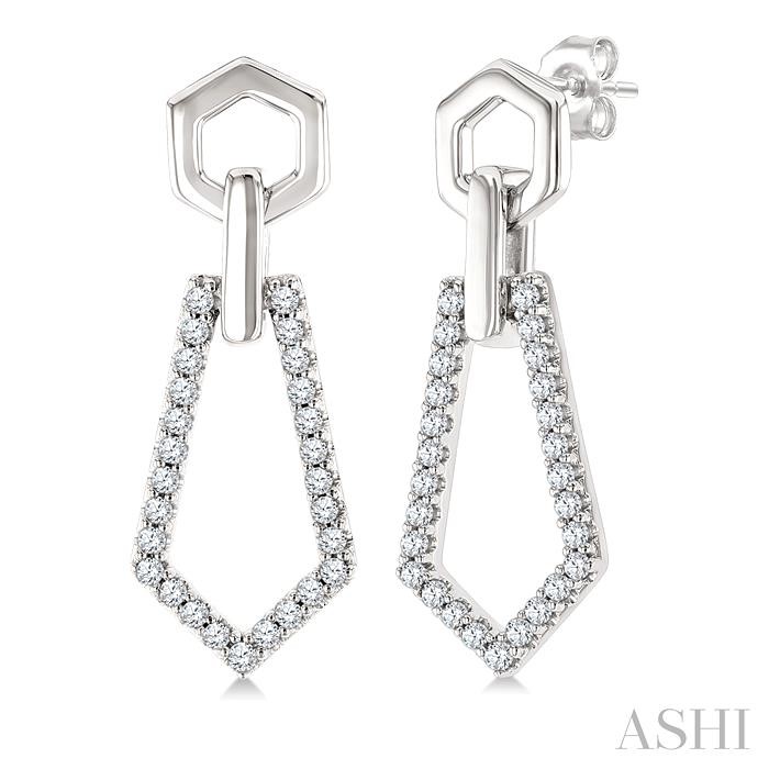 Hexagon Shape Interlock Diamond Fashion Earrings