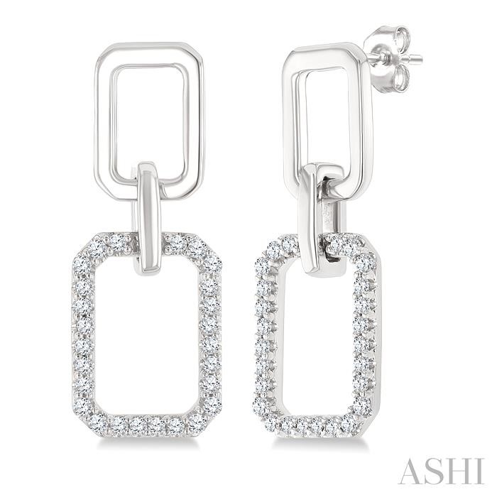 Rectangular Shape Interlock Diamond Fashion Earrings