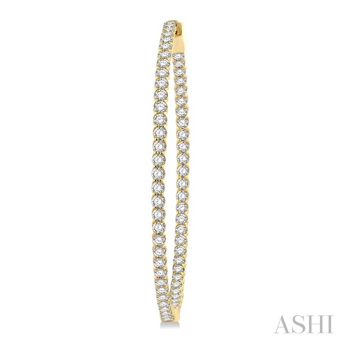 1 3/4-Inch Round Inside-Out Diamond Hoop Earrings View 3