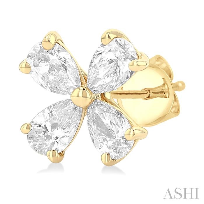 Floral Diamond Stud Earrings View 3