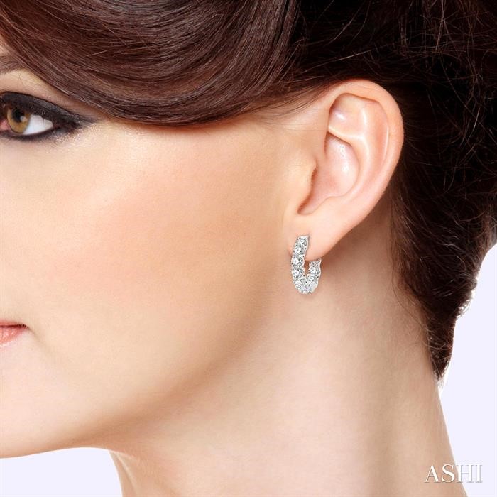 Inside-Out Diamond Round Hoop Earrings View 4