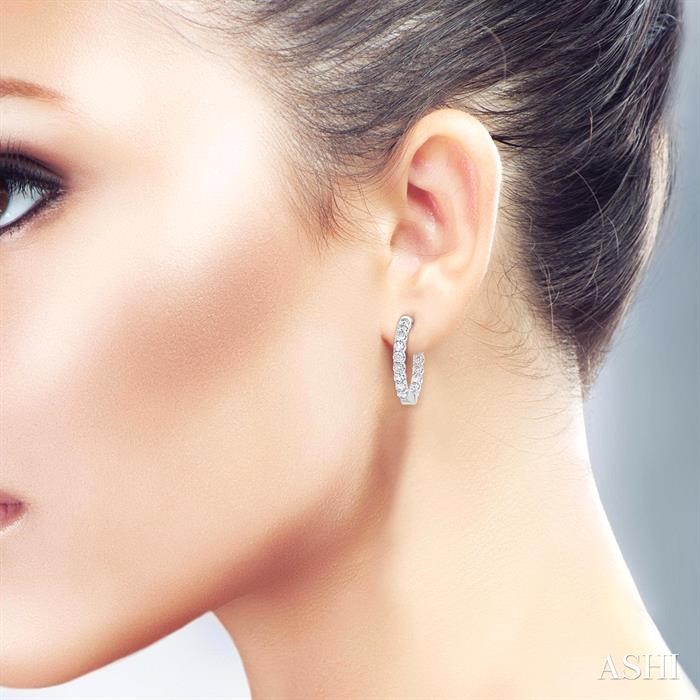 Inside-Out Diamond Round Hoop Earrings View 4