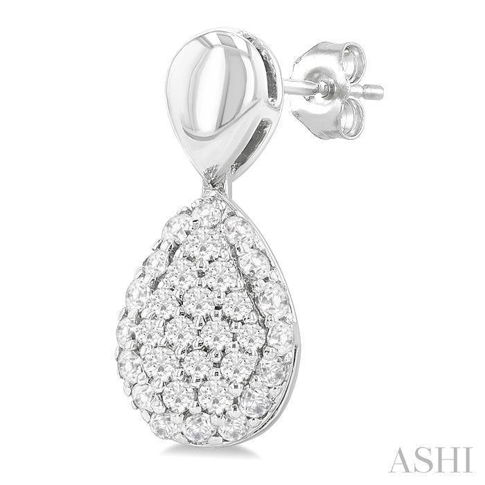 Pave-Set Pear Shape Diamond Fashion Earrings View 3