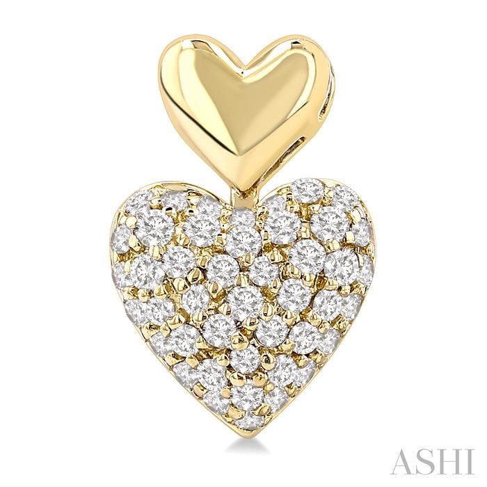 Pave-Set Heart Shape Diamond Fashion Earrings View 2