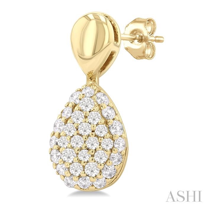 Pave-Set Pear Shape Diamond Fashion Earrings View 3