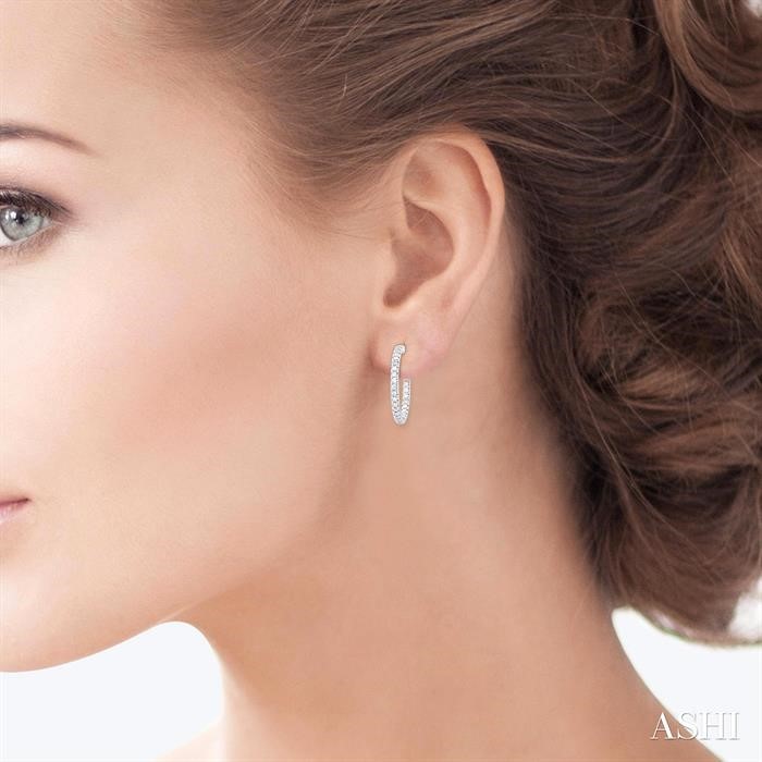 Pave Set Inside-Out Diamond Half Hoop Earrings View 4