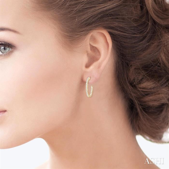 Pave Set Inside-Out Diamond Half Hoop Earrings View 4