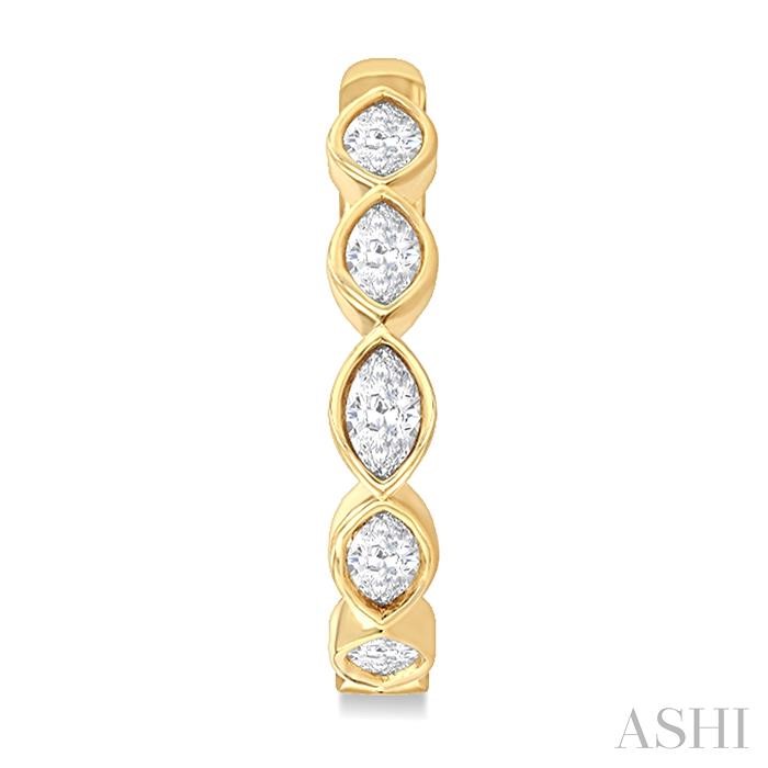 Marquise Shape Bezel Set Diamond Fashion Hoop Earrings View 2