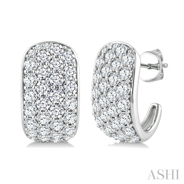 4 Row Diamond Fashion Pave Half Hoop Earrings