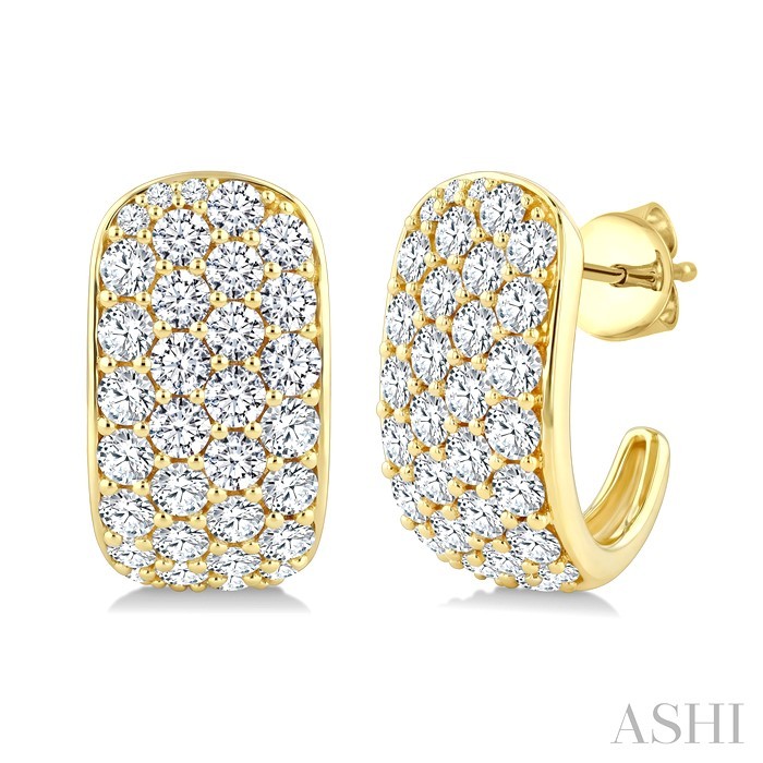 4 Row Diamond Fashion Pave Half Hoop Earrings