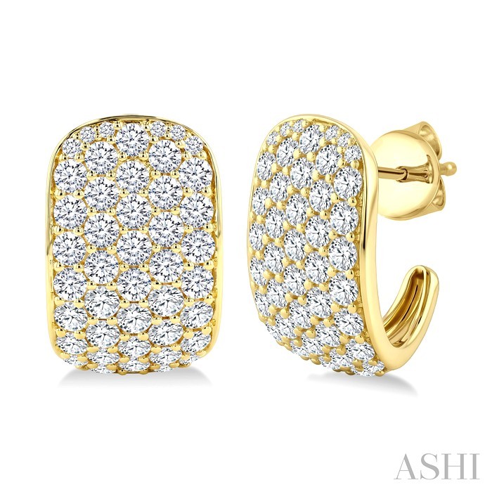 5 Row Diamond Fashion Pave Half Hoop Earrings