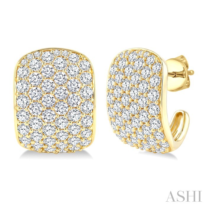 6 Row Diamond Fashion Pave Half Hoop Earrings