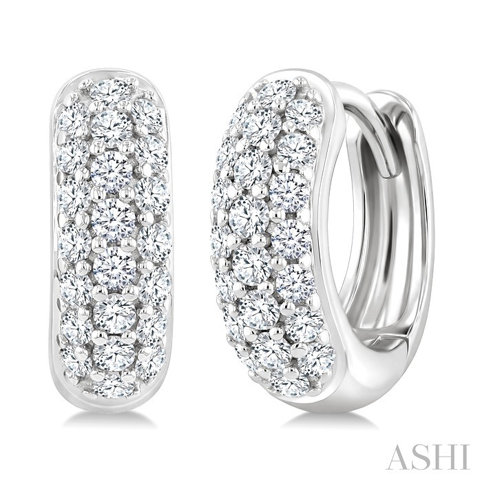3 Row Diamond Huggie Fashion Earrings
