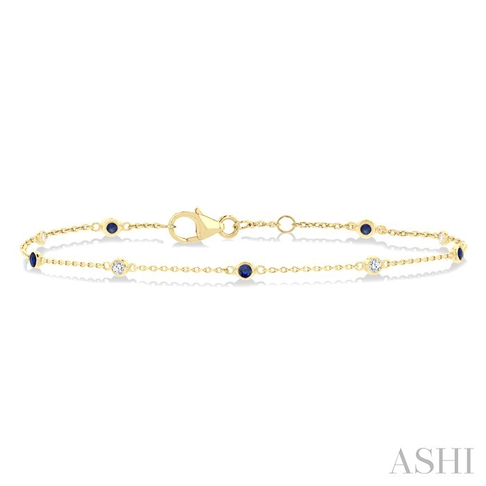 Alternate Gemstone & Diamond Station Chain Bracelet