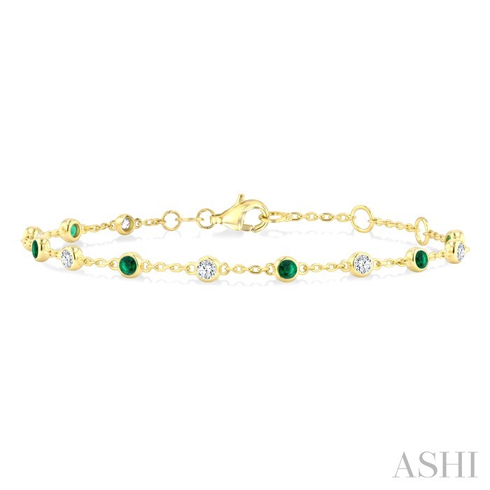 Bezel Gemstone & Diamond Station Chain Bracelet