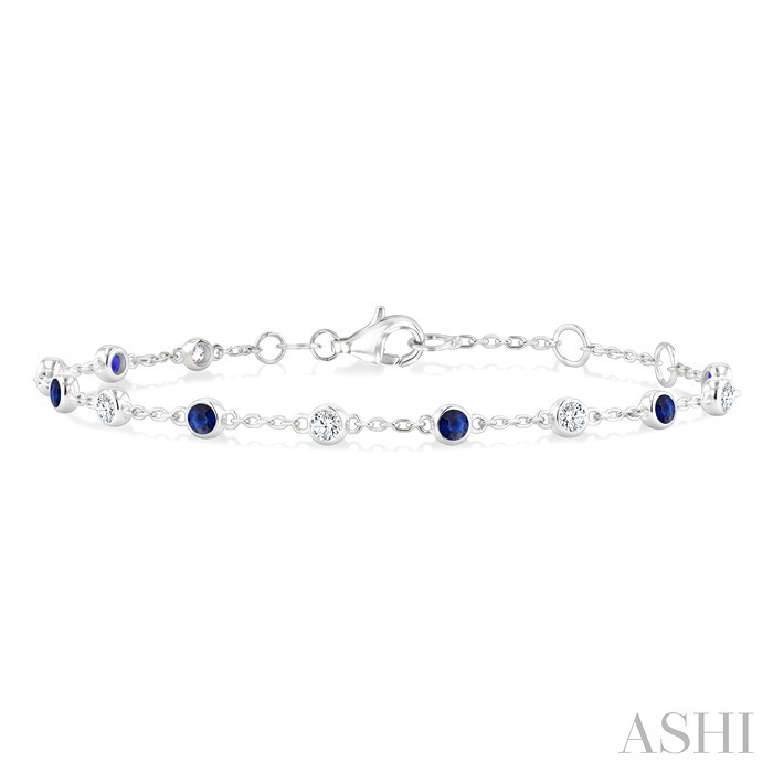 Bezel Gemstone & Diamond Station Chain Bracelet