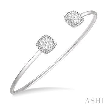 Cushion Shape Lovebright Essential Cuff Open Diamond Bangle