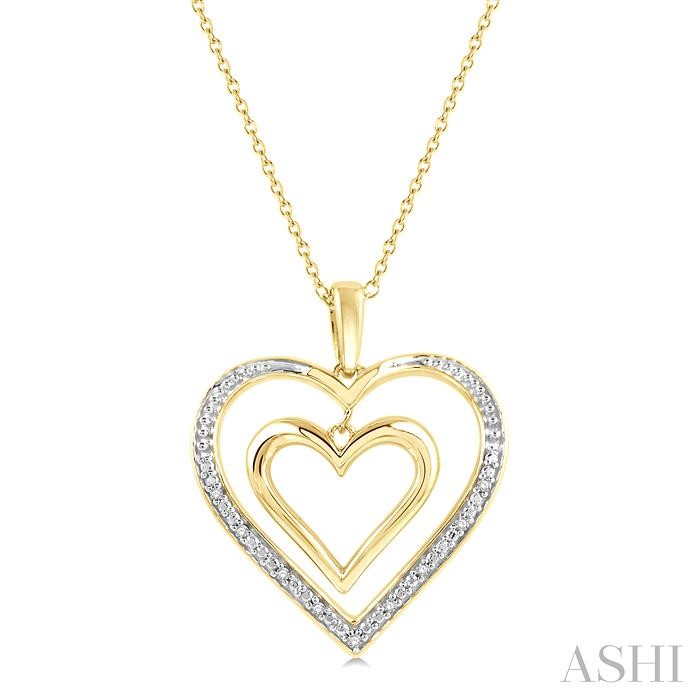 Gold Vermeil Double Heart Shape Diamond Fashion Pendant