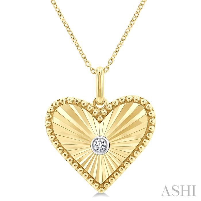 Gold Vermeil Heart Shape Fluted Medallion Diamond Pendant