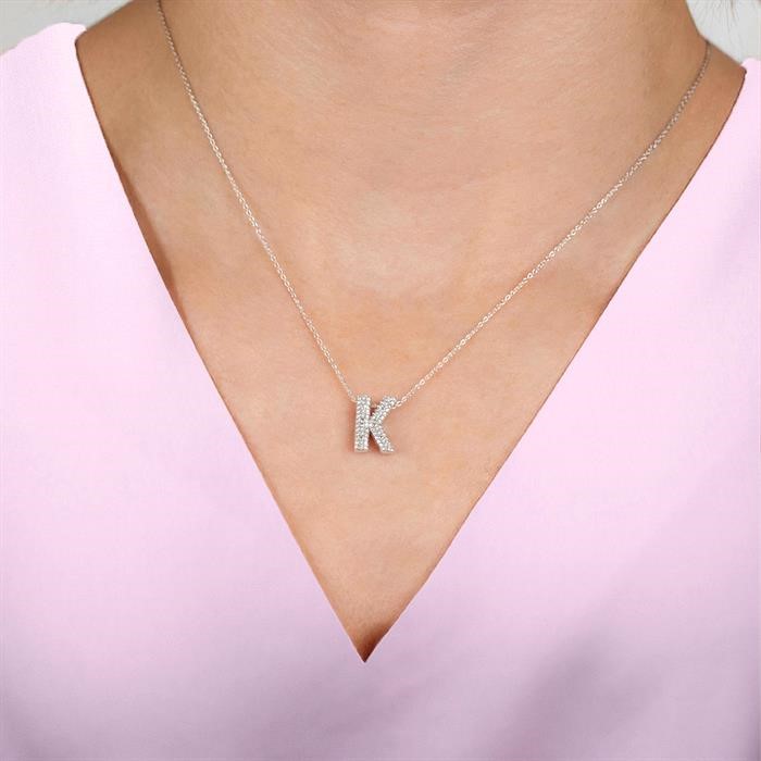 Silver Bubble ‘A’ Initial Diamond Pendant View 4