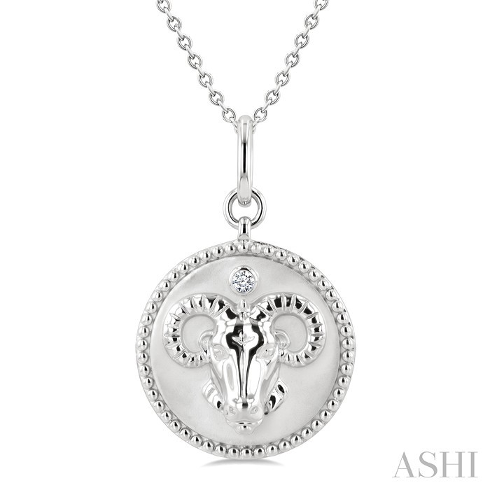 Silver Aries Zodiac Medallion Pendant
