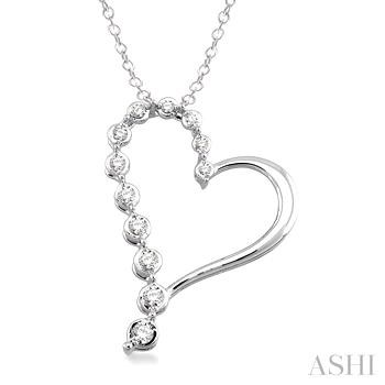 Silver Heart Shape Diamond Pendant