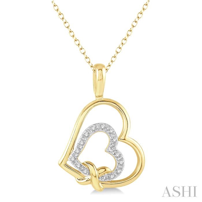 Gold Vermeil Double Heart Shape Diamond Fashion Pendant
