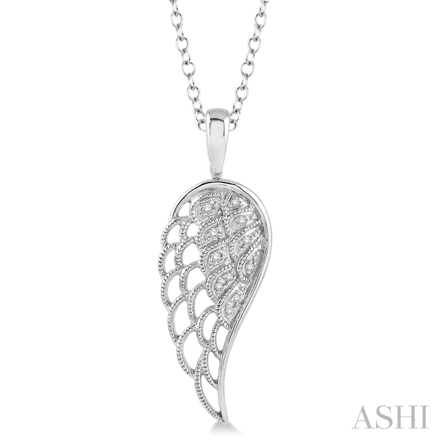 Silver Angel Wing Diamond Pendant