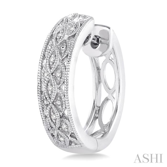 Silver Diamond Hoop Earrings View 3
