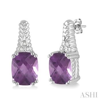 Silver Gemstone & Diamond Earrings