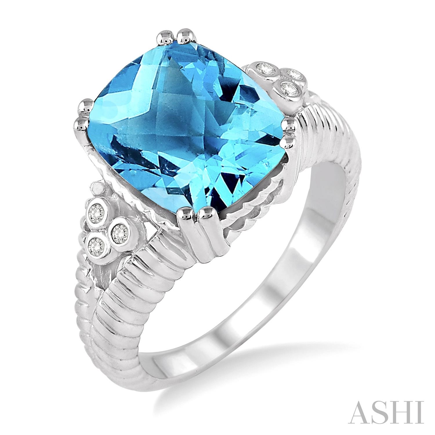 Silver Gemstone & Diamond Ring