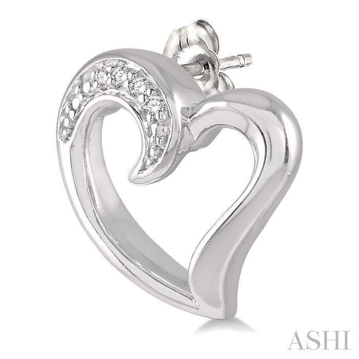 Silver Heart Shape Diamond Fashion Earrings View 3