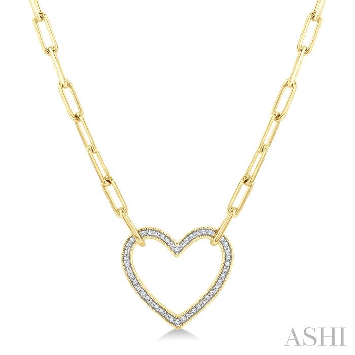 Gold Vermeil Heart Shape Paperclip Diamond Fashion Pendant