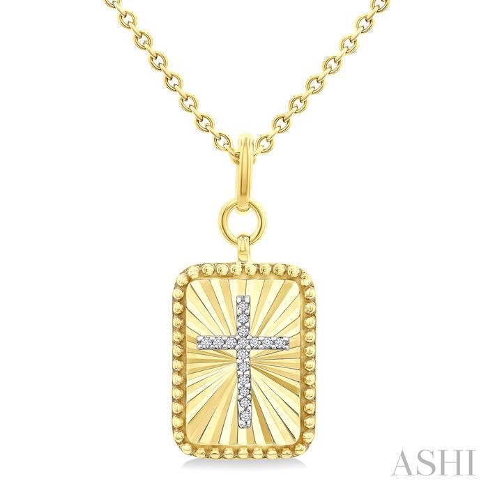 Gold Vermeil Rectangular Shape Fluted Medallion Diamond Pendant