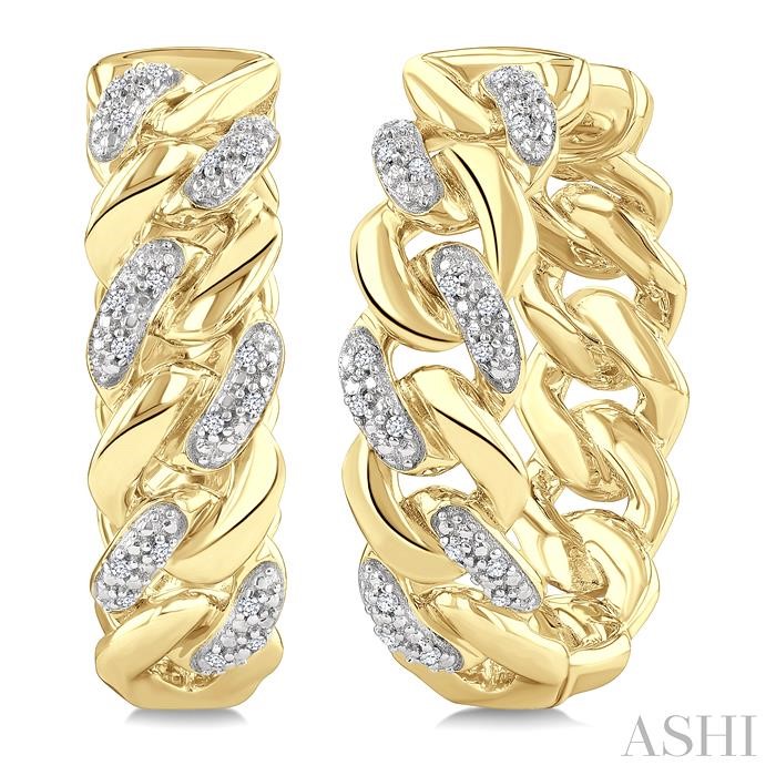 Gold Vermeil Curb & Cuban Diamond Hoop Earrings
