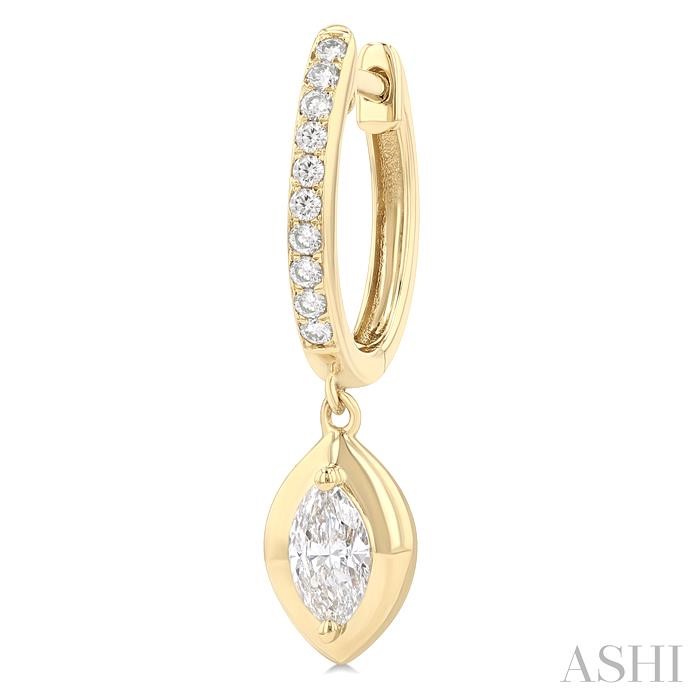 Marquise Shape Diamond Huggie Fashion Earrings View 3