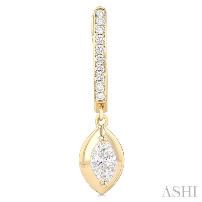 Marquise Shape Diamond Huggie Fashion Earrings View 2