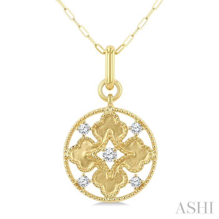 Circle Floral Medallion Diamond Fashion Pendant