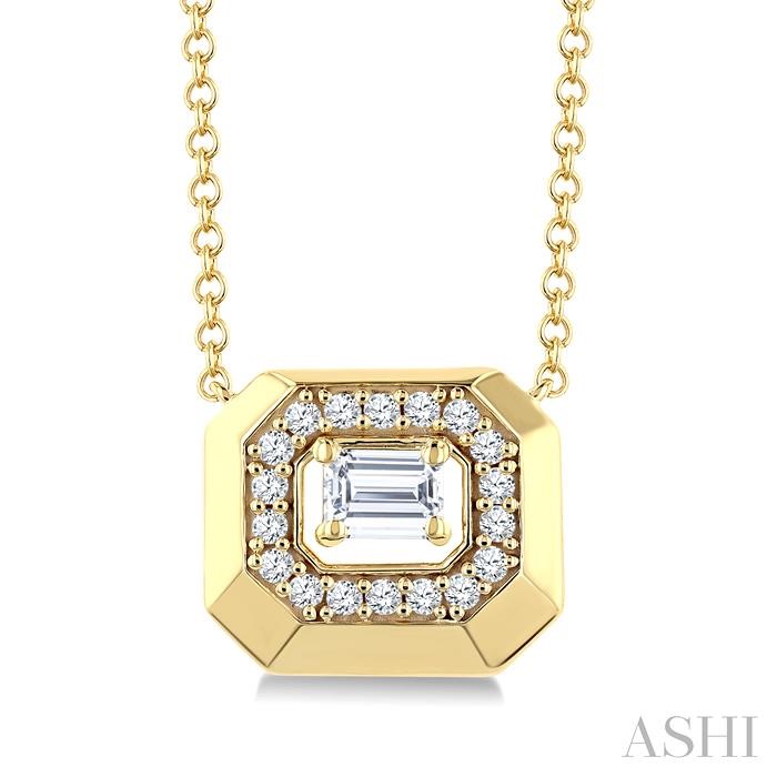 Emerald Shape Art Deco Diamond Fashion Pendant
