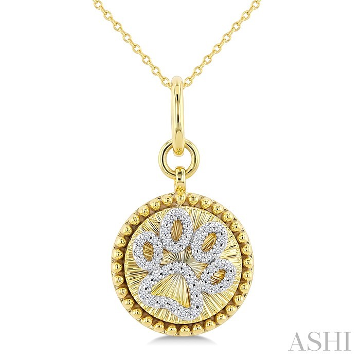 Dog Paw Fluted Medallion Diamond Fashion Pendant