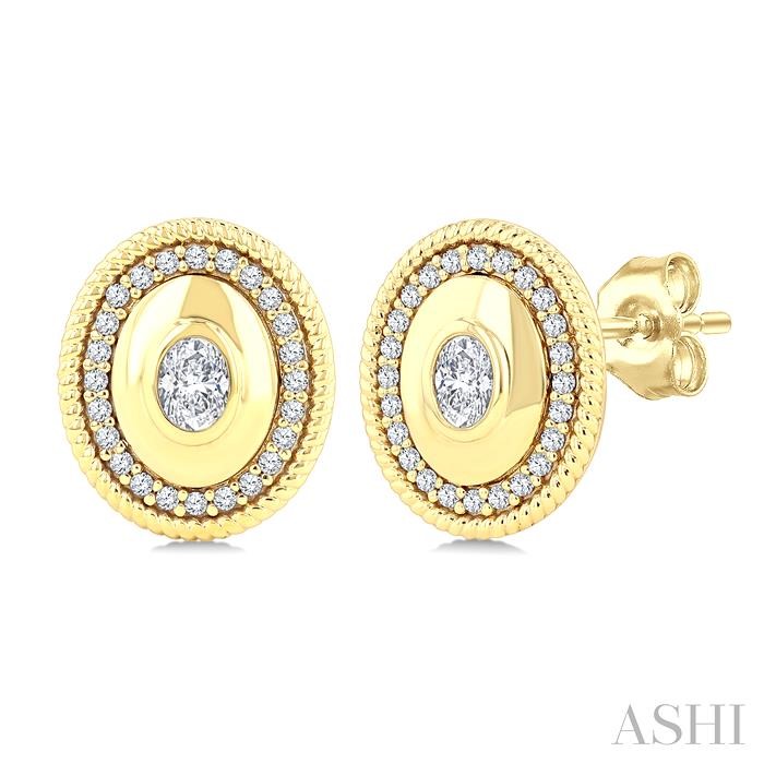 Oval Shape Art Deco Diamond Fashion Earrings