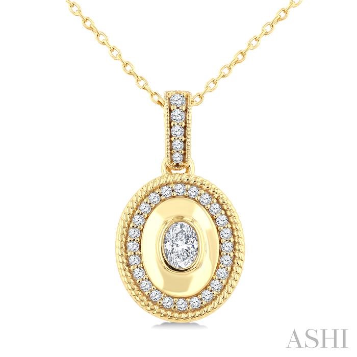Oval Shape Art Deco Diamond Fashion Pendant