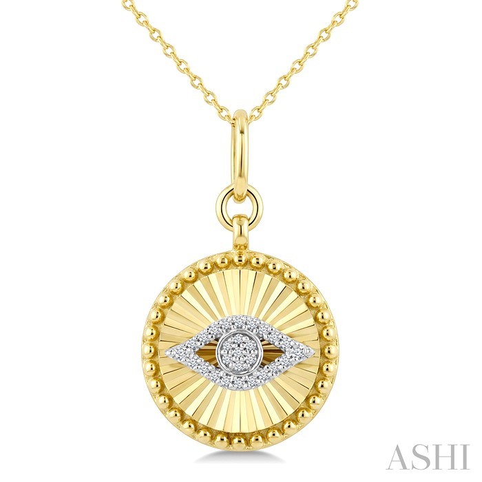 Evil Eye Fluted Medallion Diamond Fashion Pendant