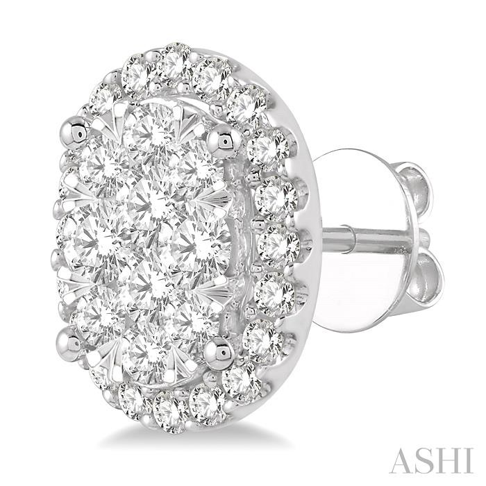 Oval Shape Halo Lovebright Essential Diamond Earrings View 3