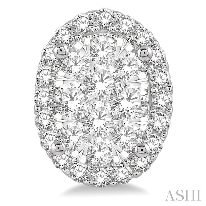 Oval Shape Halo Lovebright Essential Diamond Earrings View 2