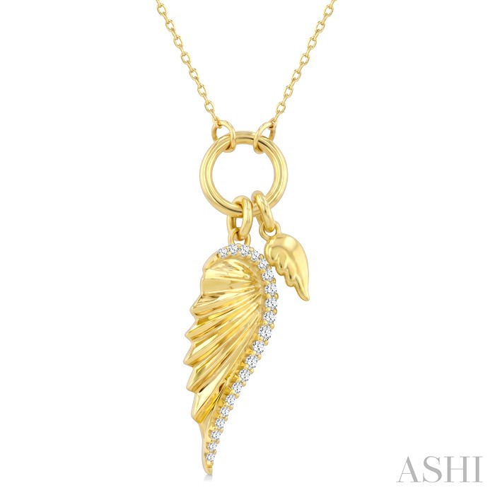 Angel Wings Charm Fluted Diamond Fashion Pendant