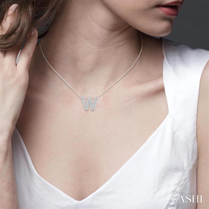 Bubble ‘W’ Initial Diamond Pendant View 4