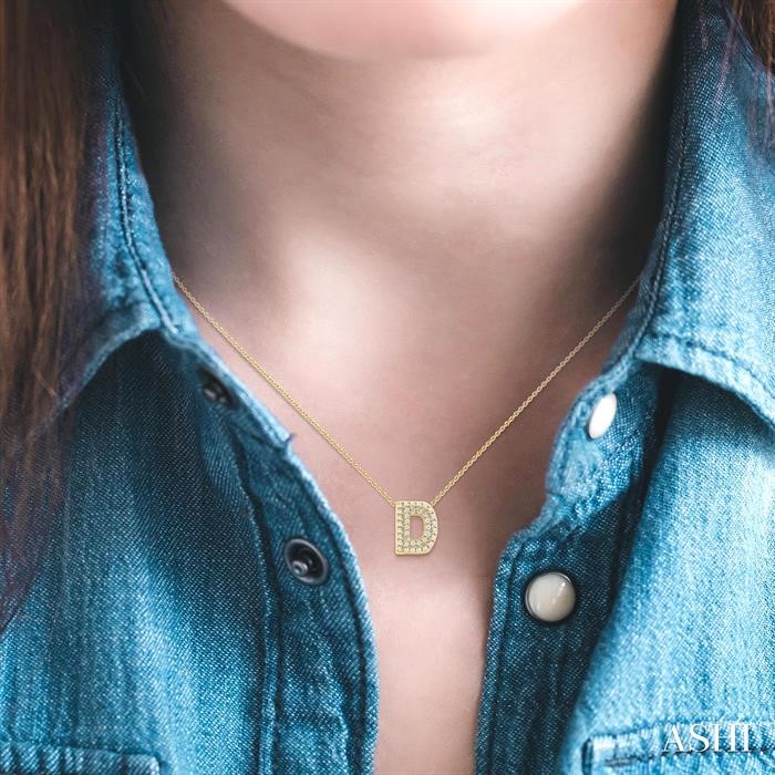 Bubble ‘D’ Initial Diamond Pendant View 4