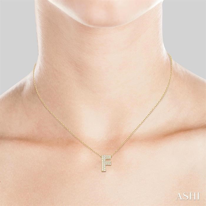 Bubble ‘F’ Initial Diamond Pendant View 4