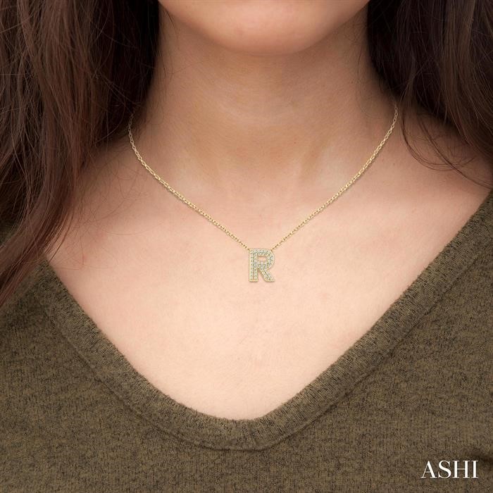 Bubble ‘R’ Initial Diamond Pendant View 4